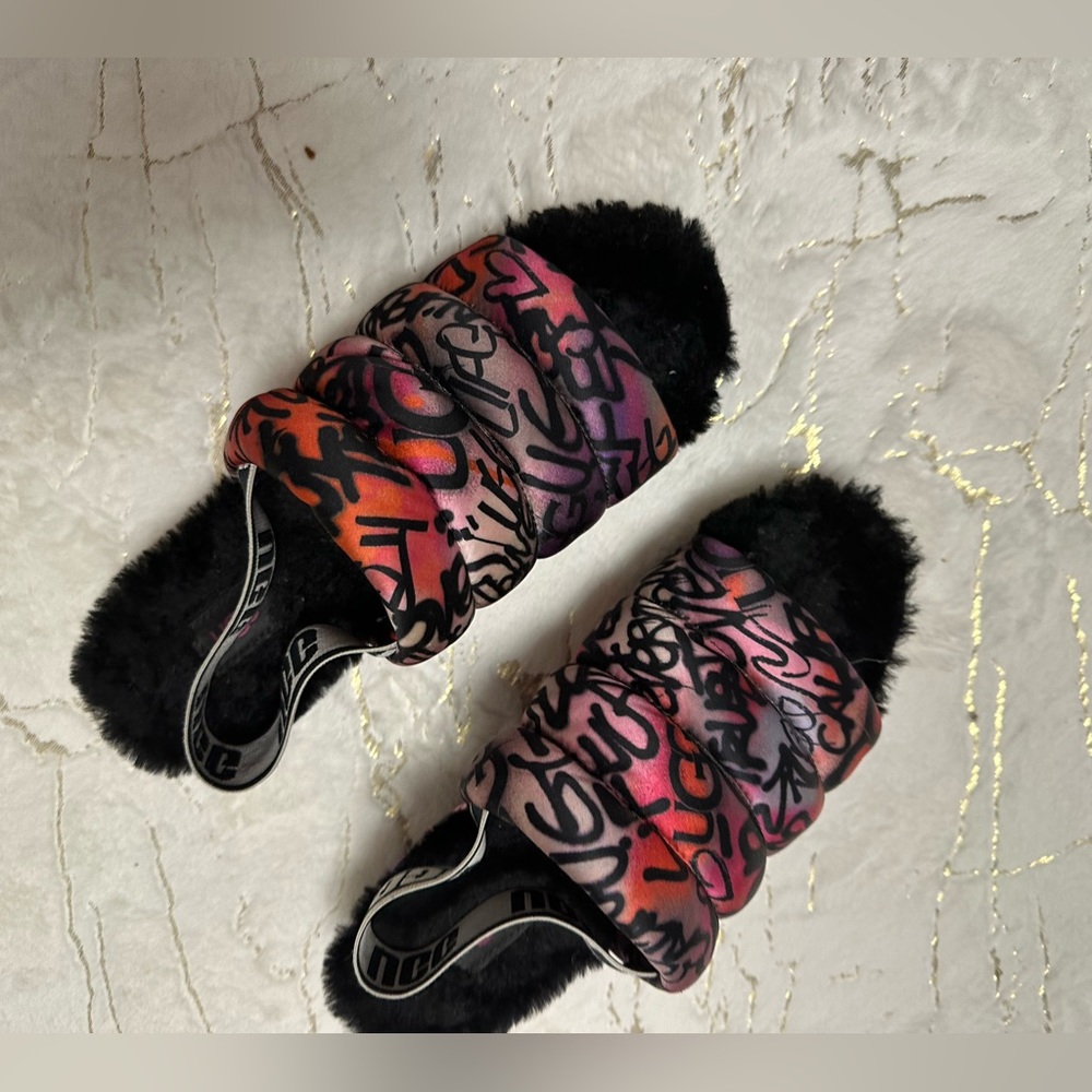 UGG Faux Fur sling back sandals
